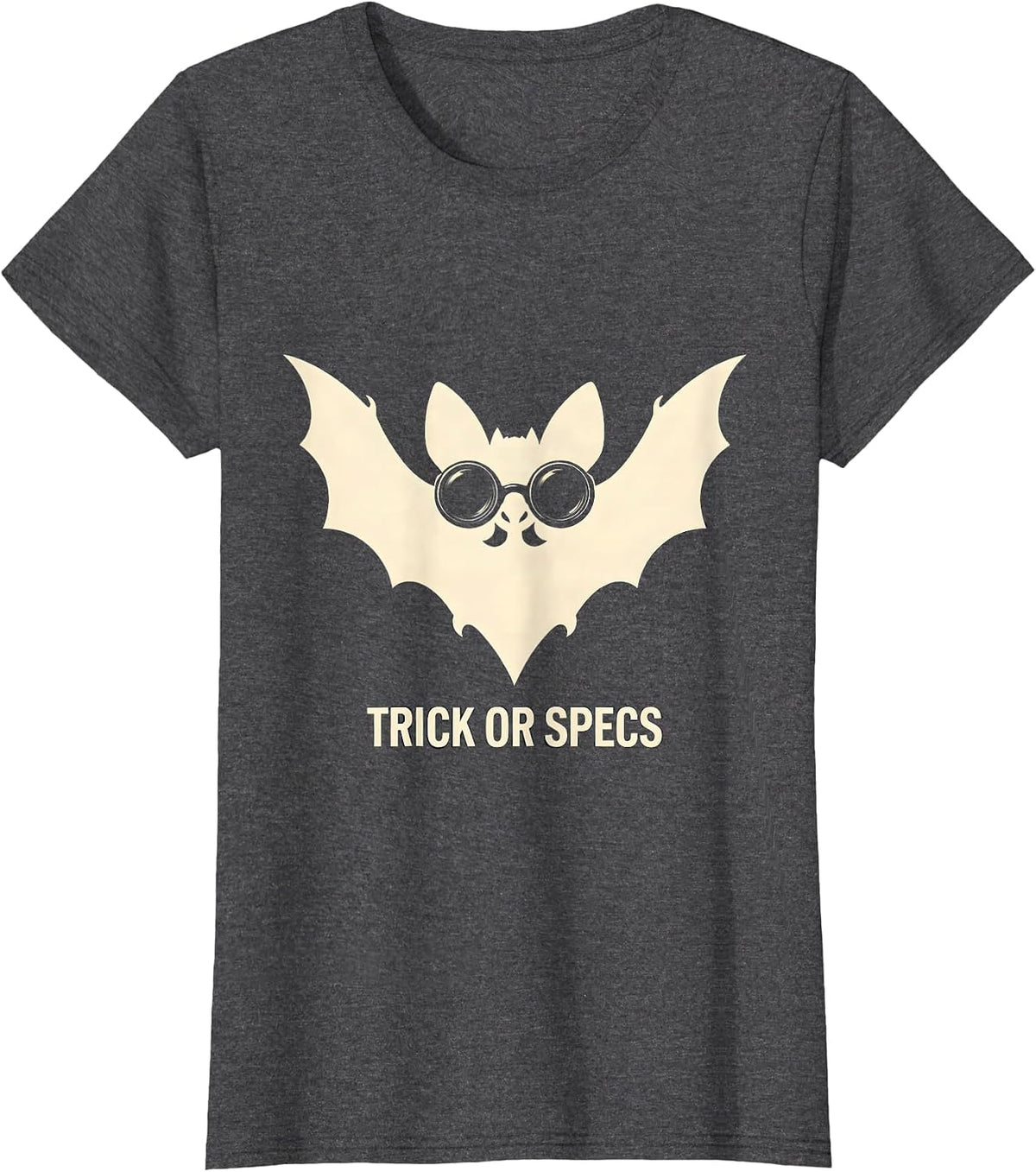 Women's Trick or Specs Silhouette Halloween Optometrist Eye Doctor T-Shirt - Dark Heather Grey