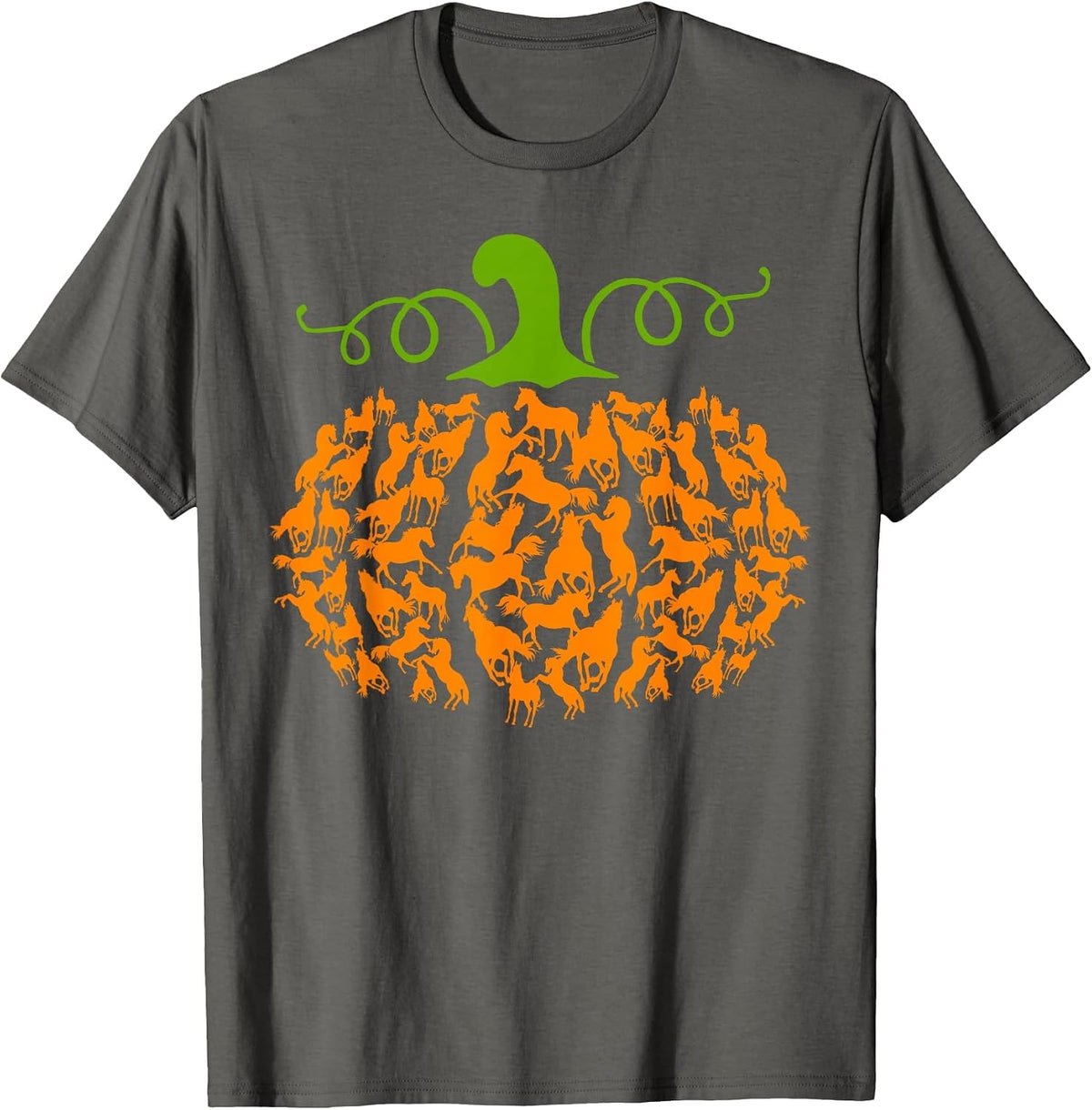 Pumpkin Horse Lover Halloween Costume Girls Women T-Shirt - Asphalt Grey