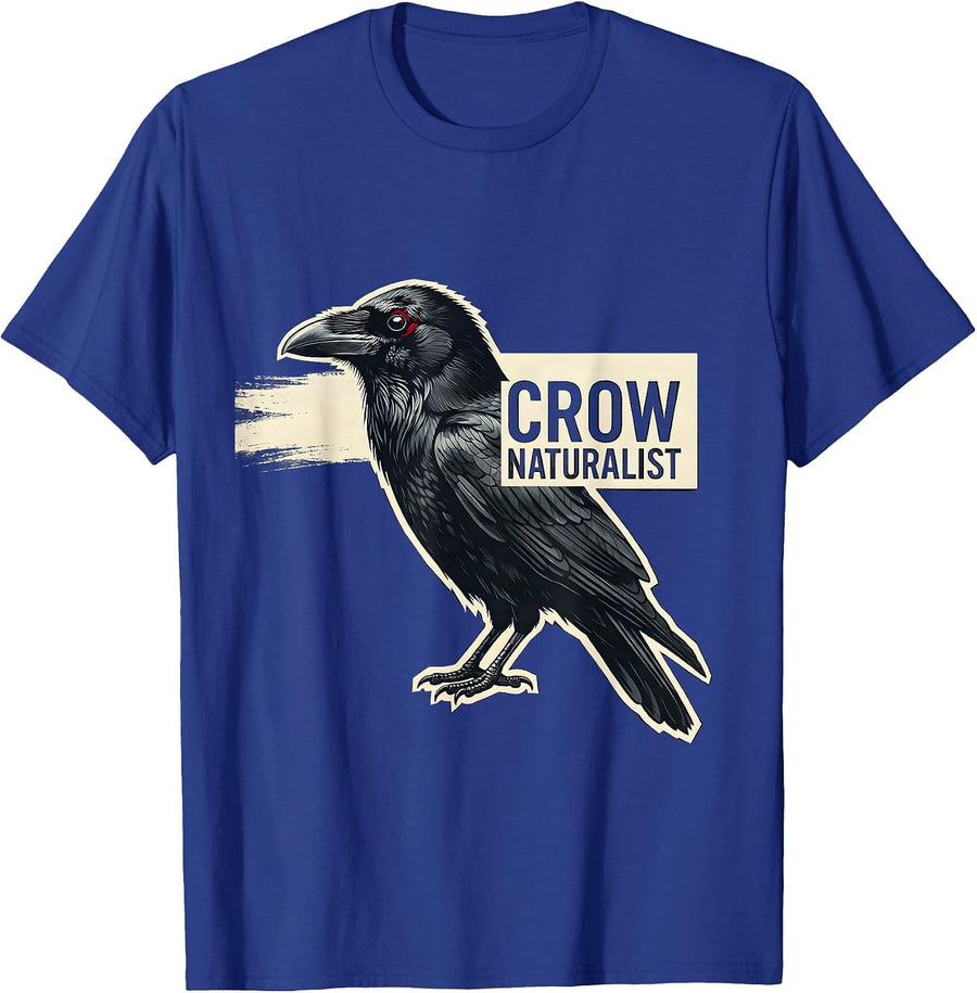 Crow Naturalist Gothic Nature Bird Lover Dark Whimsical T-Shirt - Royal Blue