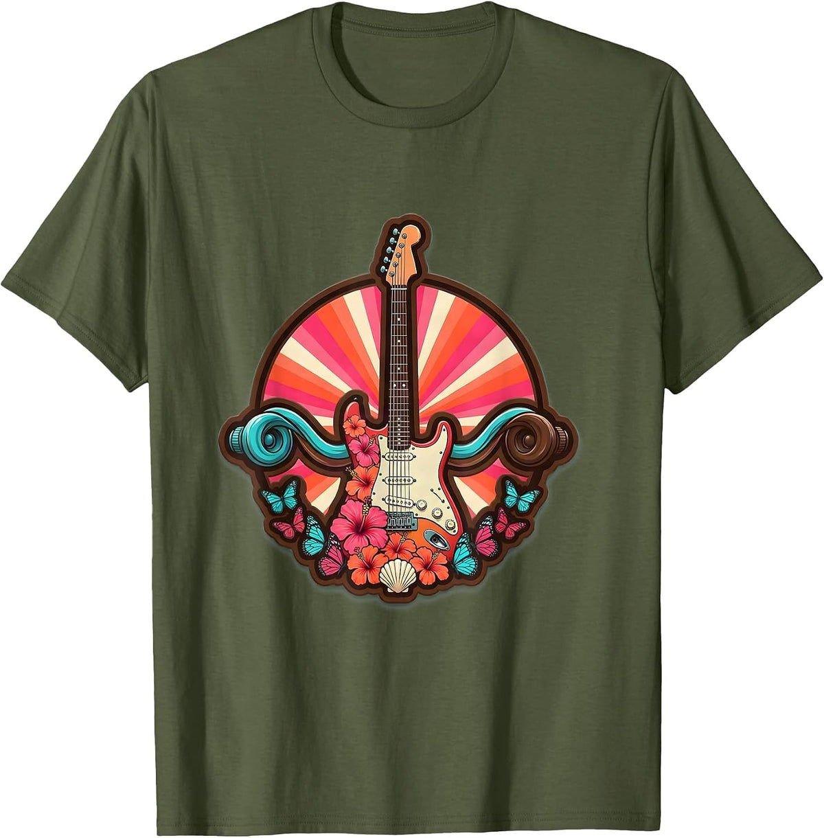Men's 2000s Garage Band Kids Jamming in Basement T-Shirt - Olive Green