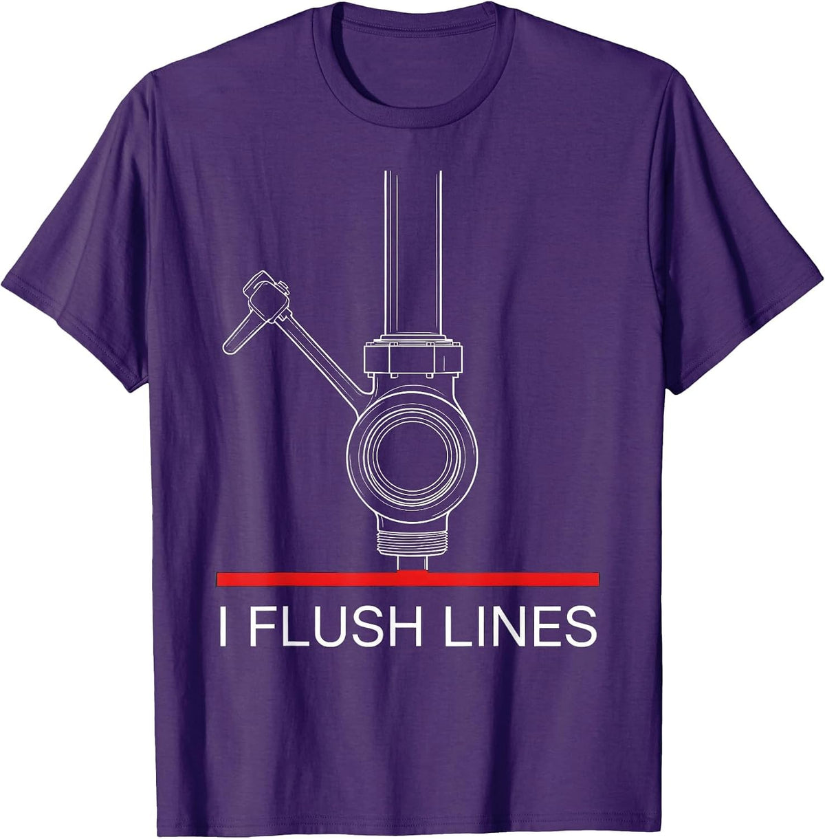 Men's I Flush Lines Funny Plumber Pipefitter Trade Humor T-Shirt - Purple