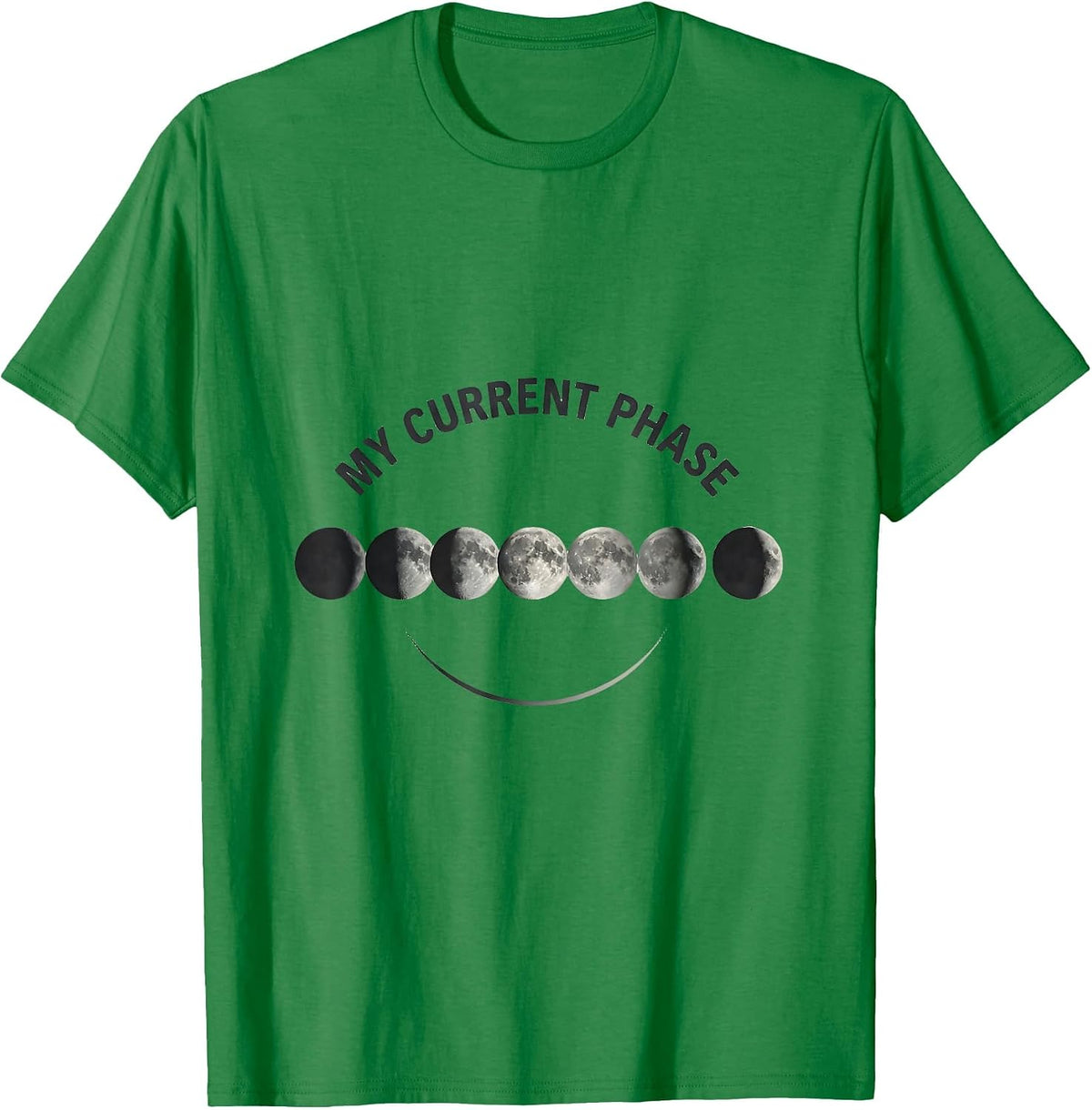 Men's My Current Phase Monochromatic Moon Phase Astronomy T-Shirt - Kelly Green