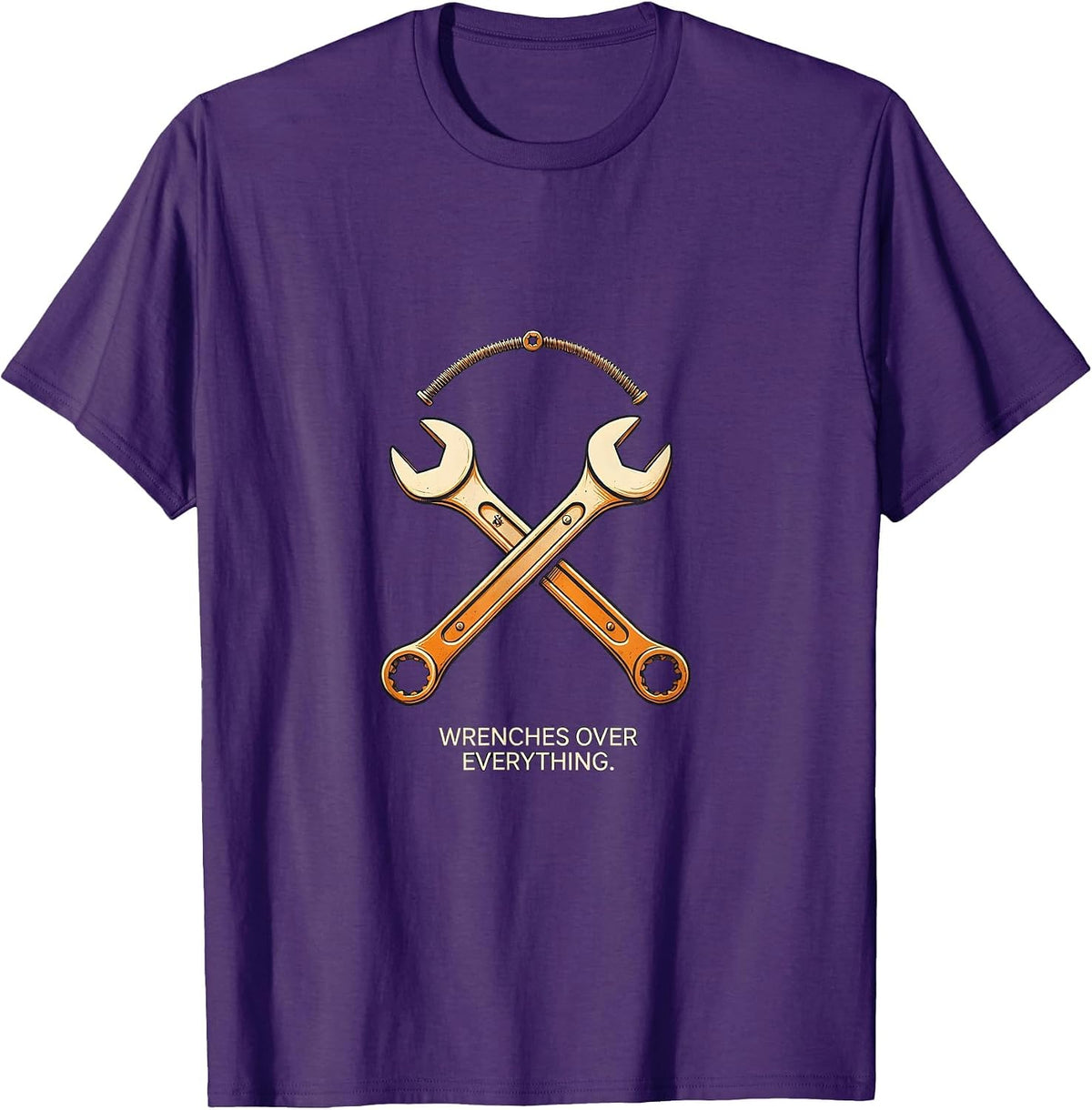 Men's Wrenches Over Everything Pit Crew Design T-Shirt - Purple