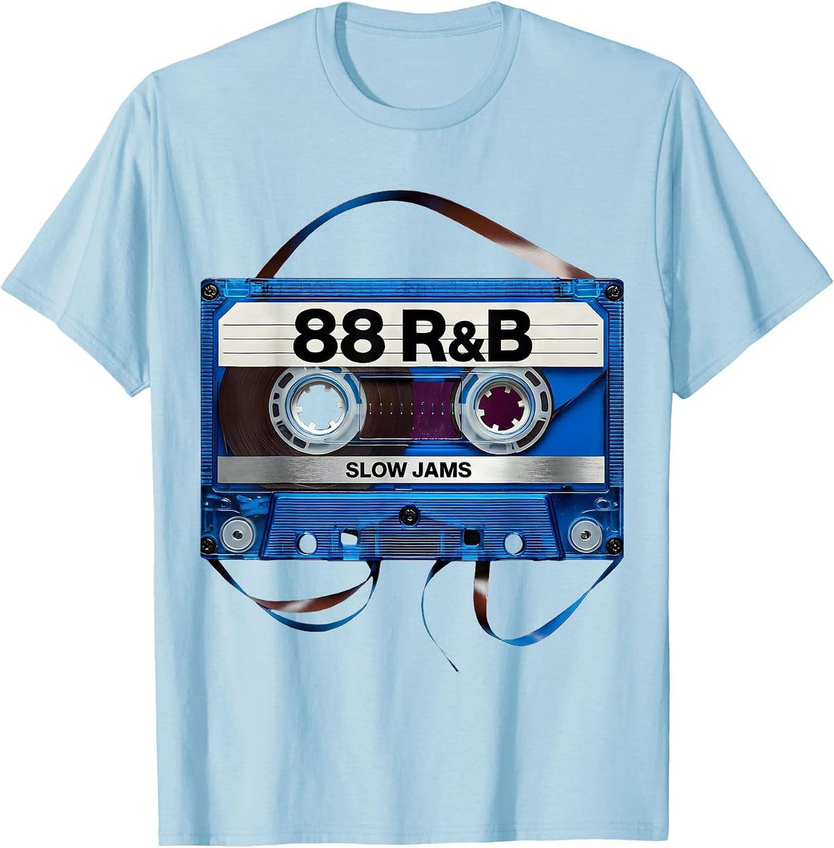 Men's 88 R&B Slow Jams Retro Cassette Deck Old School Mixtape T-Shirt - Baby Blue