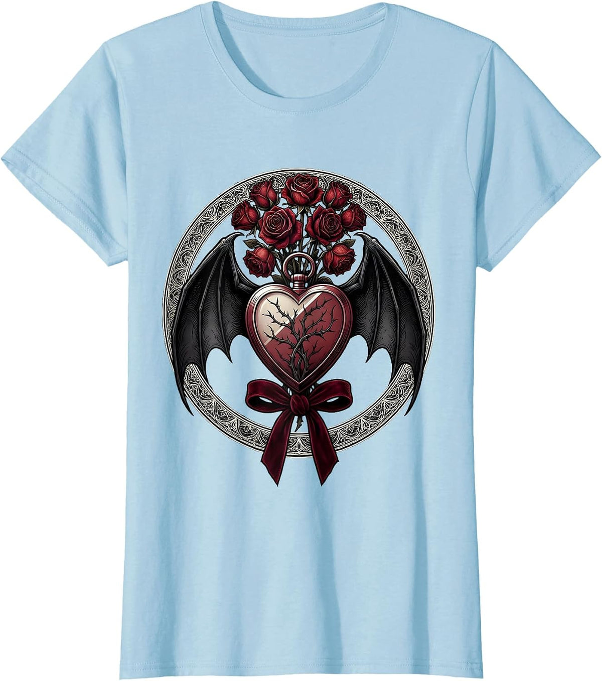 Lone Figure Stormy Sky Emo Dark Art Design T-Shirt - Baby Blue