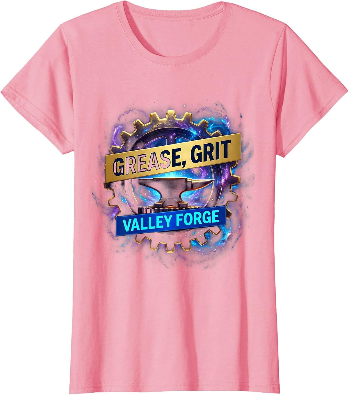 Women's Grease Grit Valley Forge Automotive Design T-Shirt - Pink
