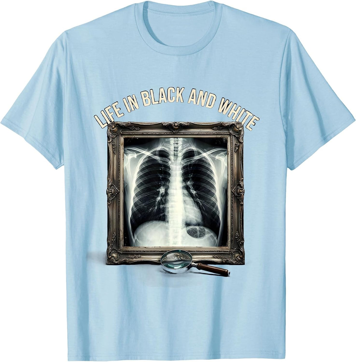 Men's Life in Black and White Radiology Design T-Shirt - Baby Blue
