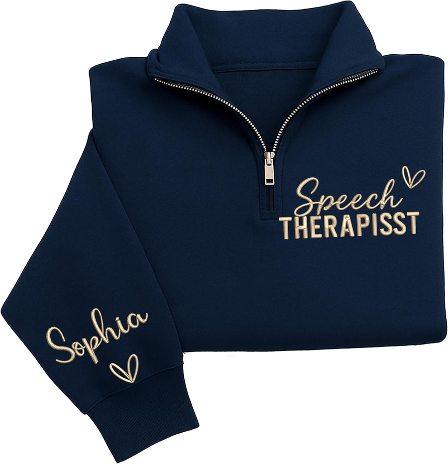 Chillever Custom Profession Quarter Zip Sweatshirt,Personalized Embroidered Work Shirt, Career Gift for Professionals -