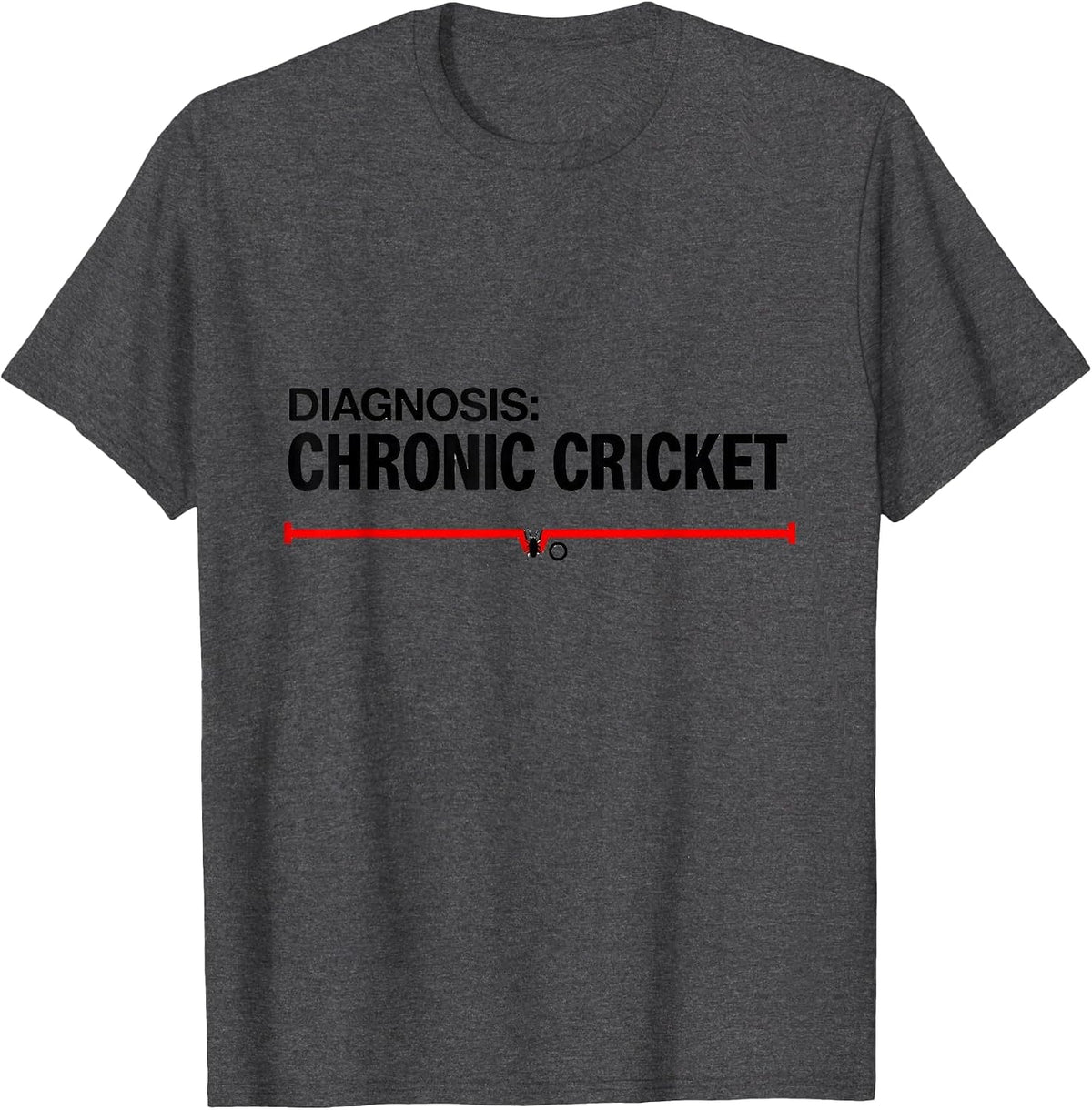 Men's Diagnosis Chronic Cricket Hobby Heartbeat EKG Passion Gift T-Shirt - Dark Heather Grey