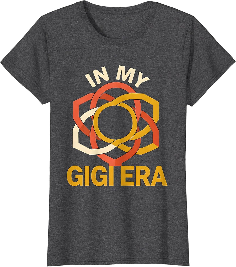 Women's In My Gigi Era Retro Groovy Family Role Humor Mothers Day T-Shirt - Dark Heather Grey