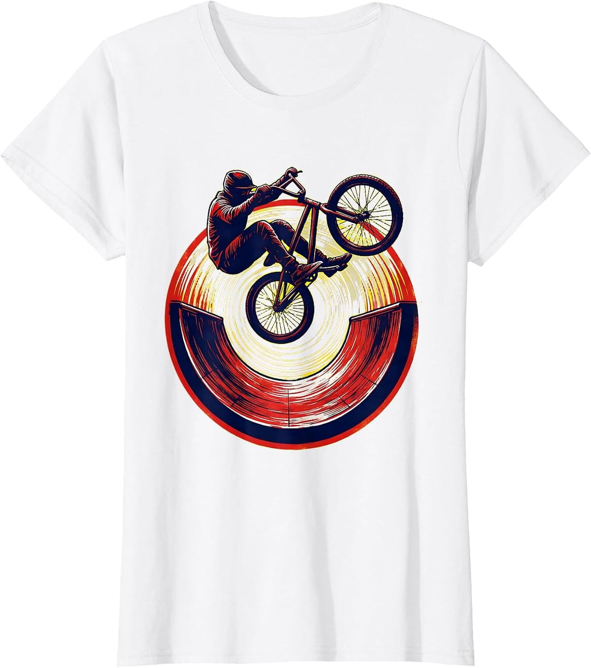 BMX 360 Half-Pipe Trick Rider Graphic T-Shirt - White