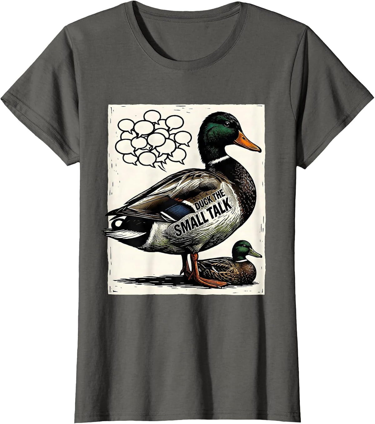 Women's Duck The Small Talk Funny Duck Hunter Hunting Humor Gift T-Shirt - Asphalt Grey