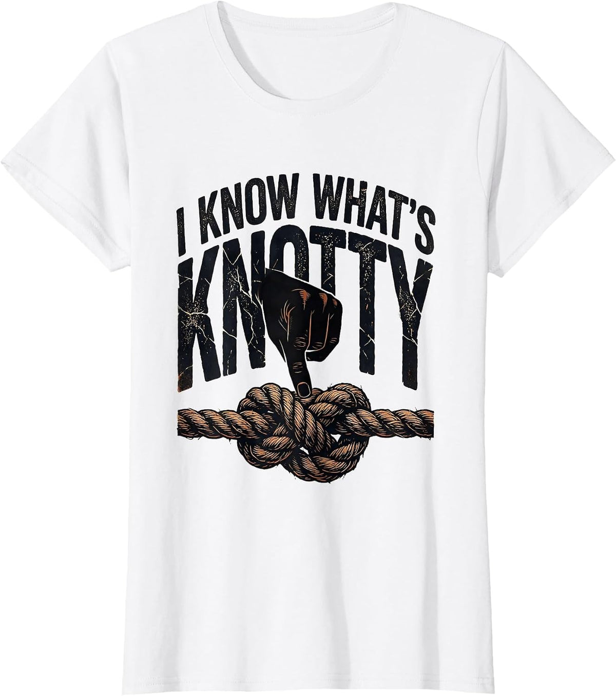 Women's I Know What's Knotty Distressed Massage Therapist T-Shirt - White