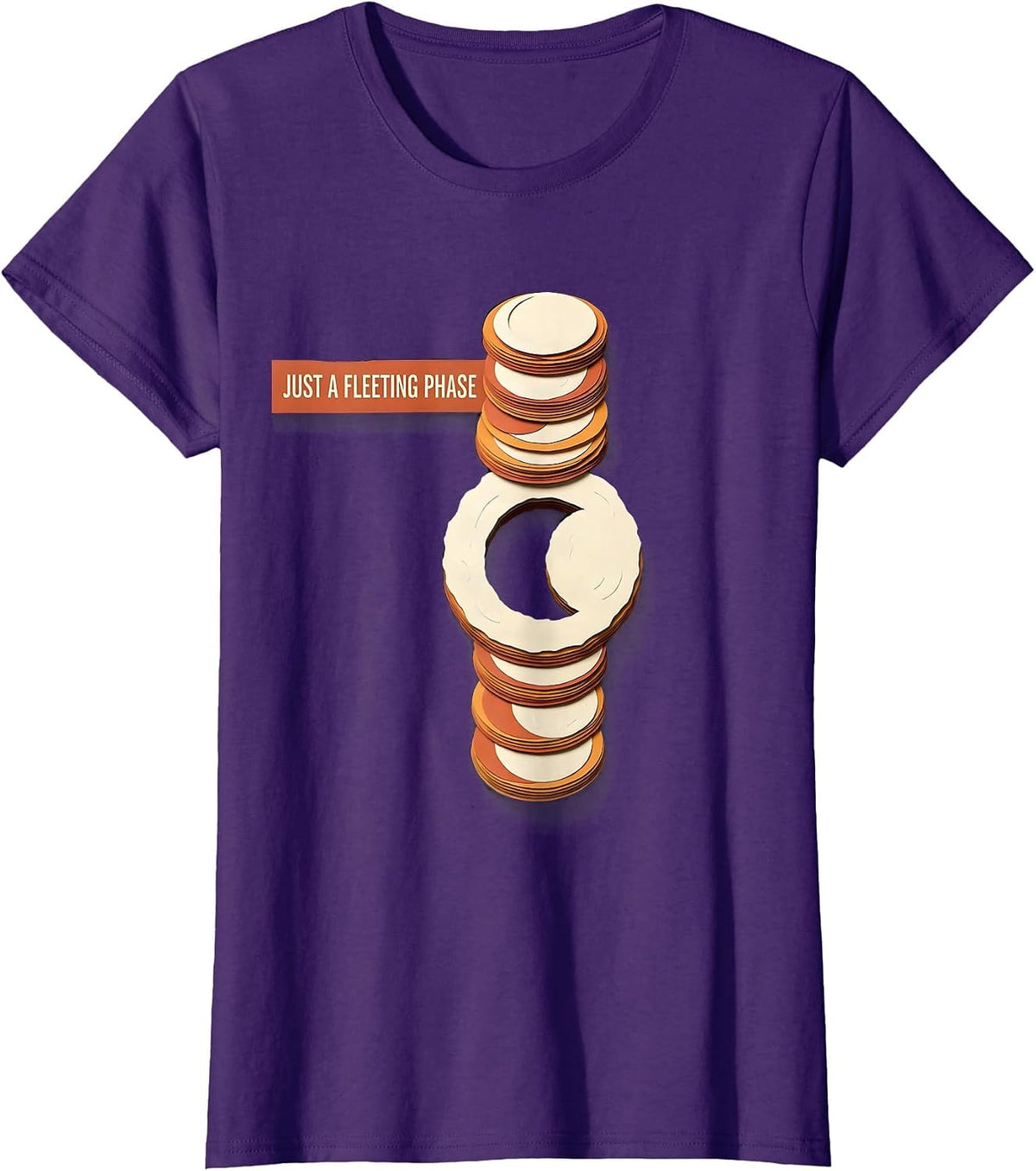 Women's Just A Fleeting Phase Paper Cutout Lunar Cycle Astronomy T-Shirt - Purple