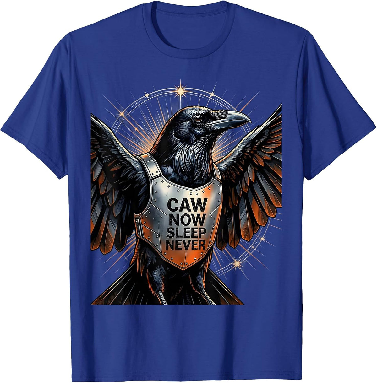 Men's Caw Now Sleep Never Crow Night Owl Design T-Shirt - Royal Blue