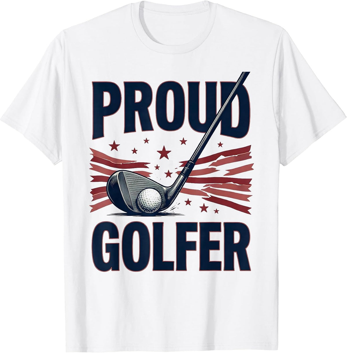 Men's Proud Golfer Patriotic Golf Lover American Flag Casual T-Shirt - White