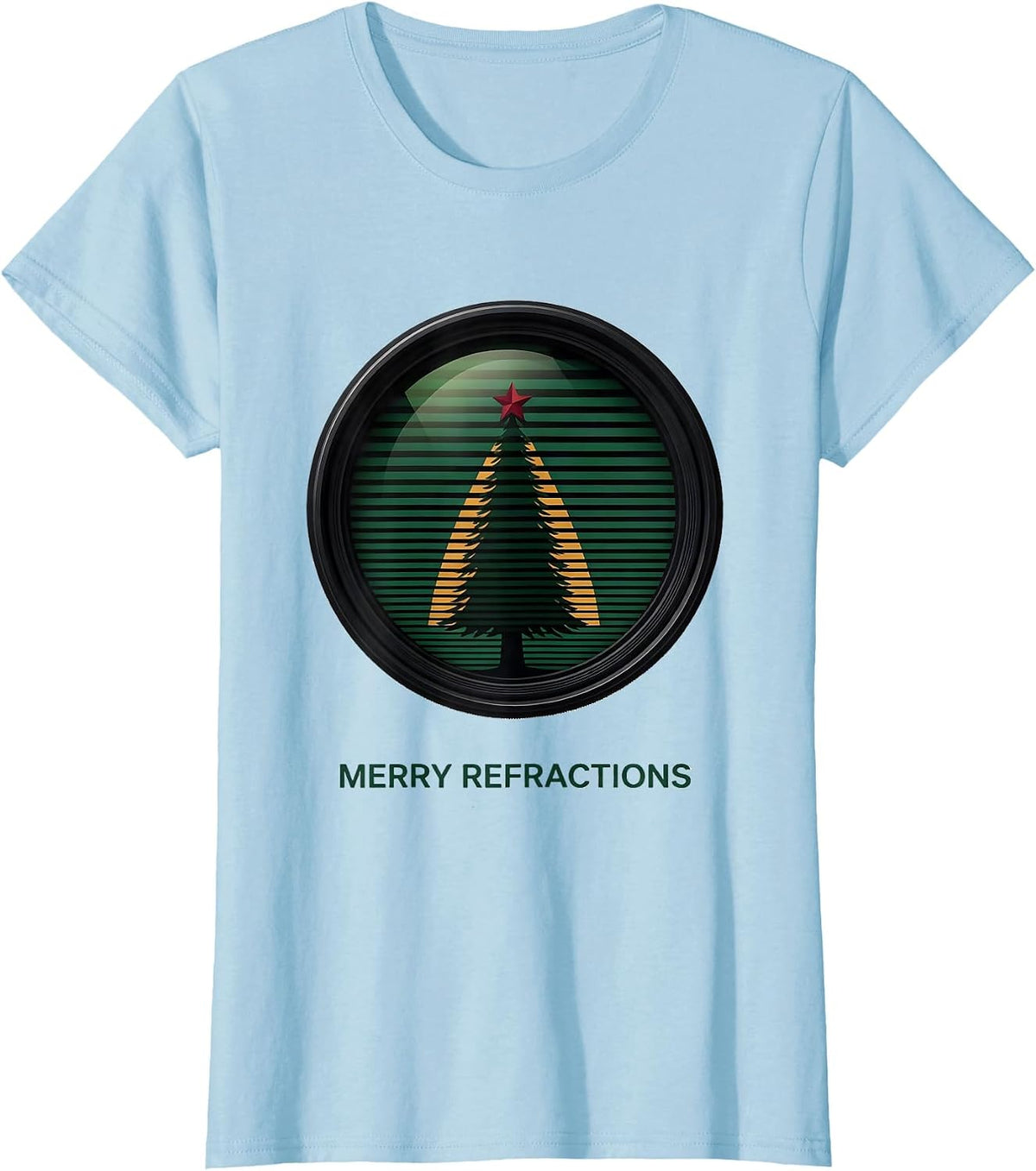 Merry Refractions Editorial Conceptual Optometrist Christmas T-Shirt - Baby Blue