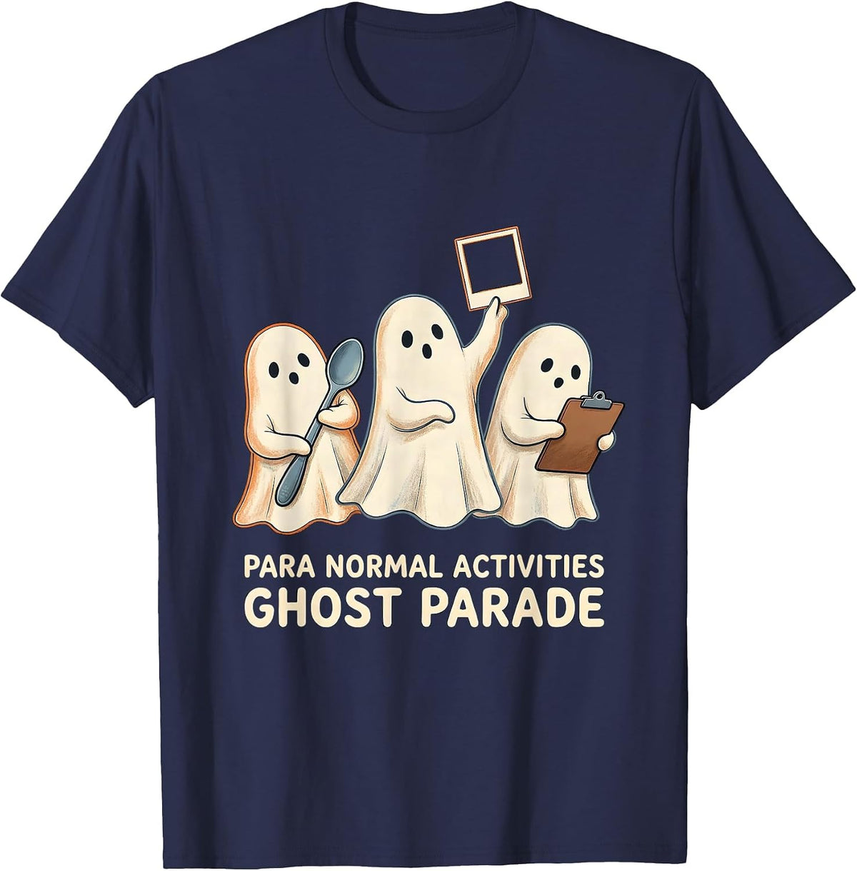 Men's Para Normal Activities Ghost Parade SPED Teacher Halloween T-Shirt - Navy Blue