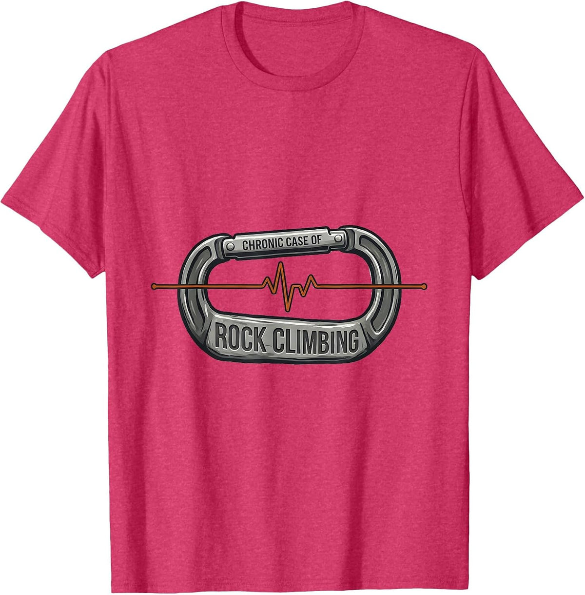 Men's Chronic Case Of Rock Climbing Hobby Heartbeat EKG Pulse Line T-Shirt - Red Heather