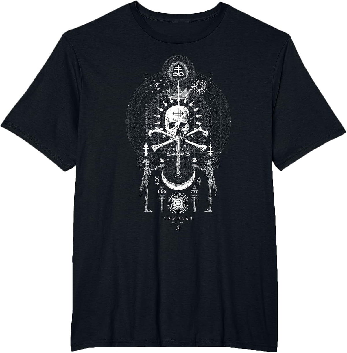 Templar - Skull and Sword - Occult Sacred Geometry T-Shirt - Black