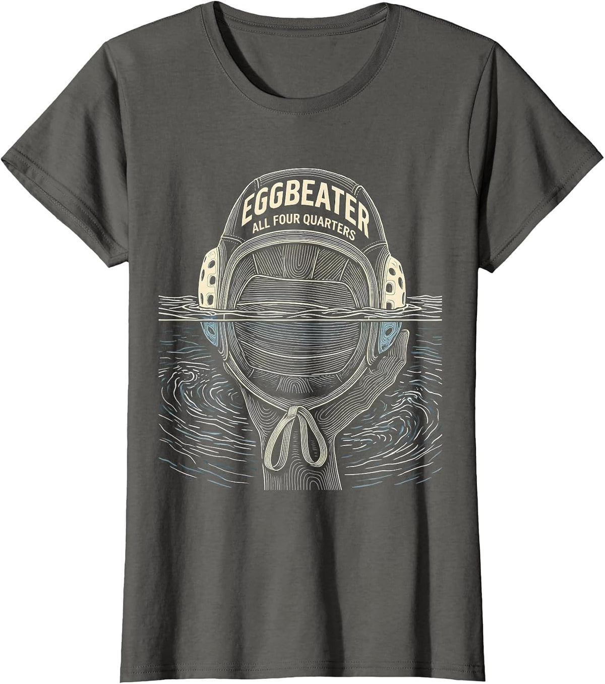 Women's Eggbeater All Four Quarters Funny Water Polo Player Humor T-Shirt - Asphalt Grey