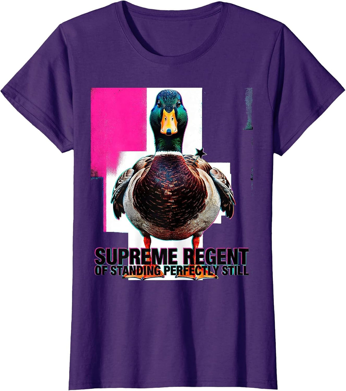 Women's Supreme Regent of Standing Perfectly Still Funny Duck T-Shirt - Purple