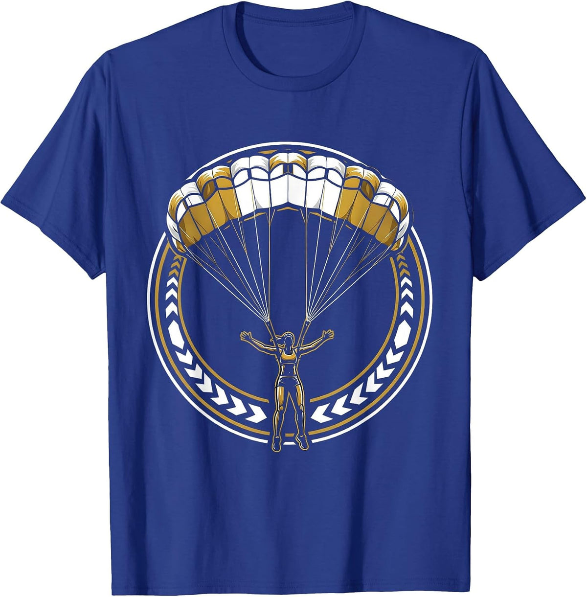 Skydiver Silhouette Parachute Canopy Graphic T-Shirt - Royal Blue