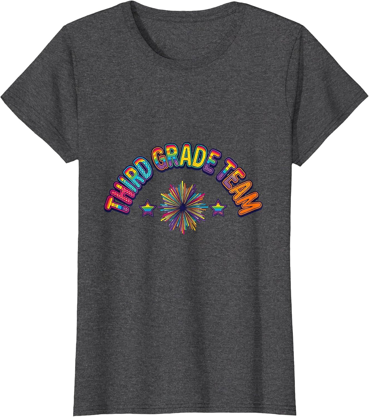 Women's Third Grade Team Colorful Back To School Teacher Student T-Shirt - Dark Heather Grey