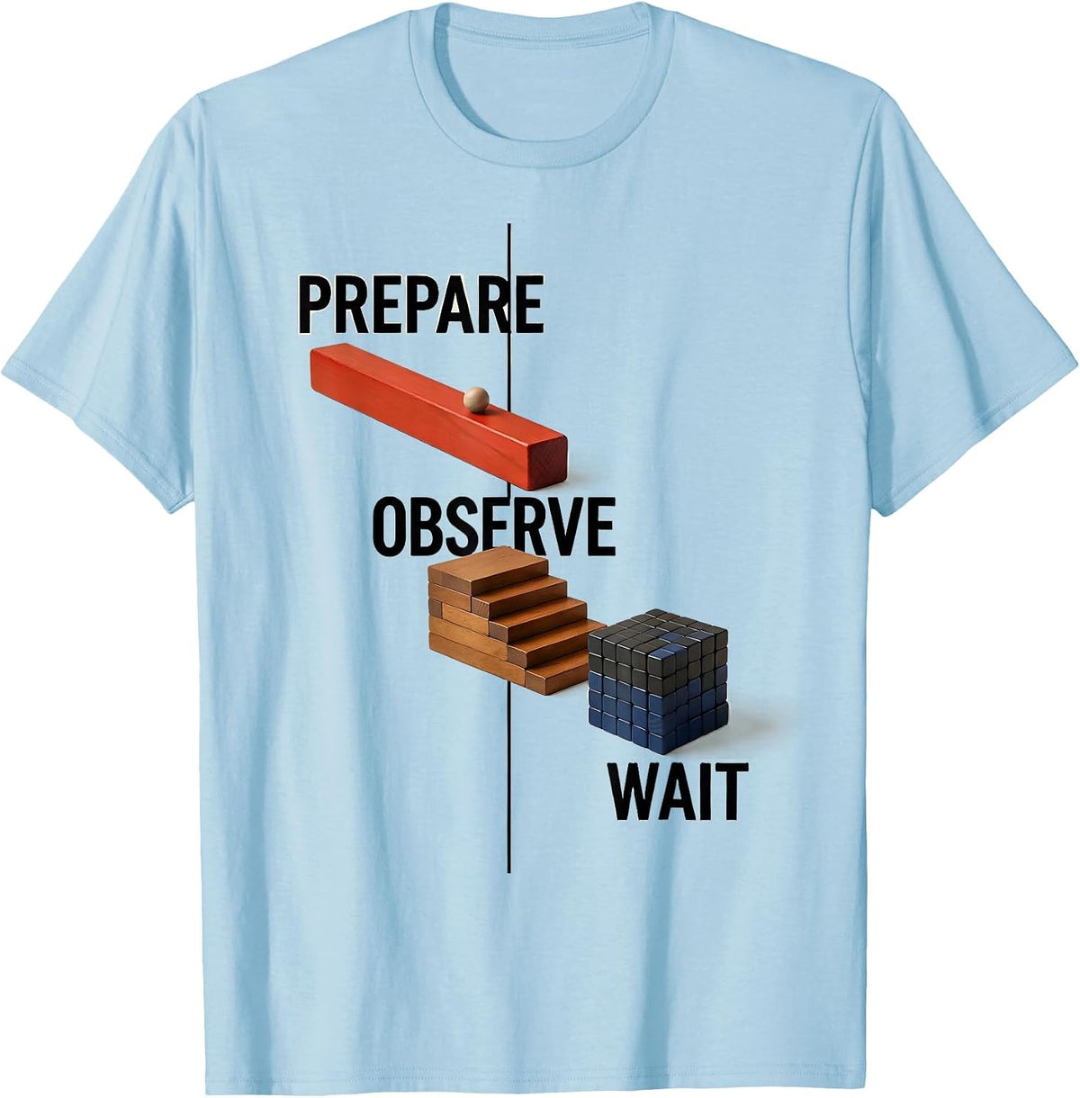 Men's Prepare Observe Wait Geometric Montessori Teacher Philosophy T-Shirt - Baby Blue