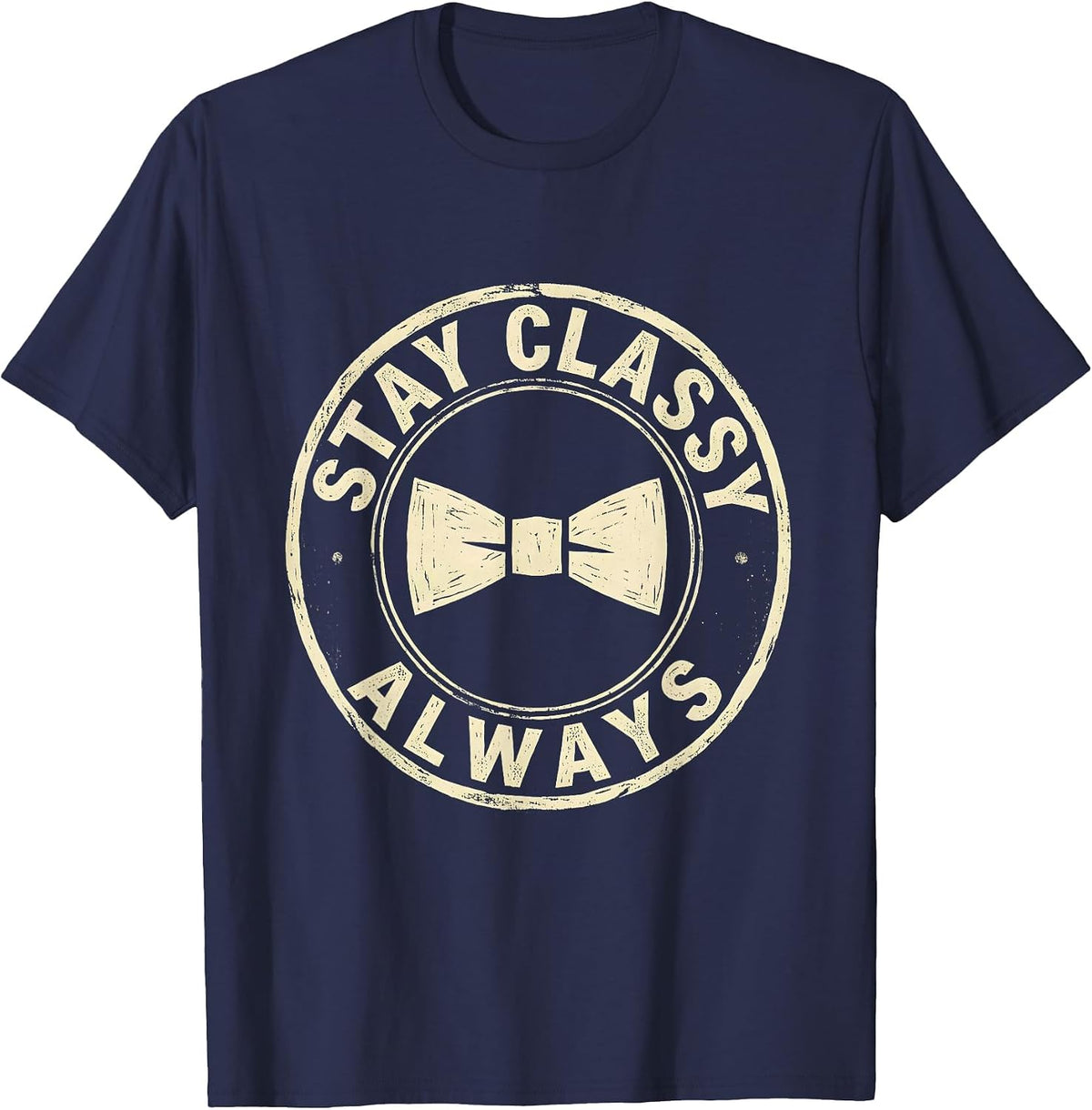 Stay Classy Always Tuxedo Graphic Design T-Shirt - Navy Blue