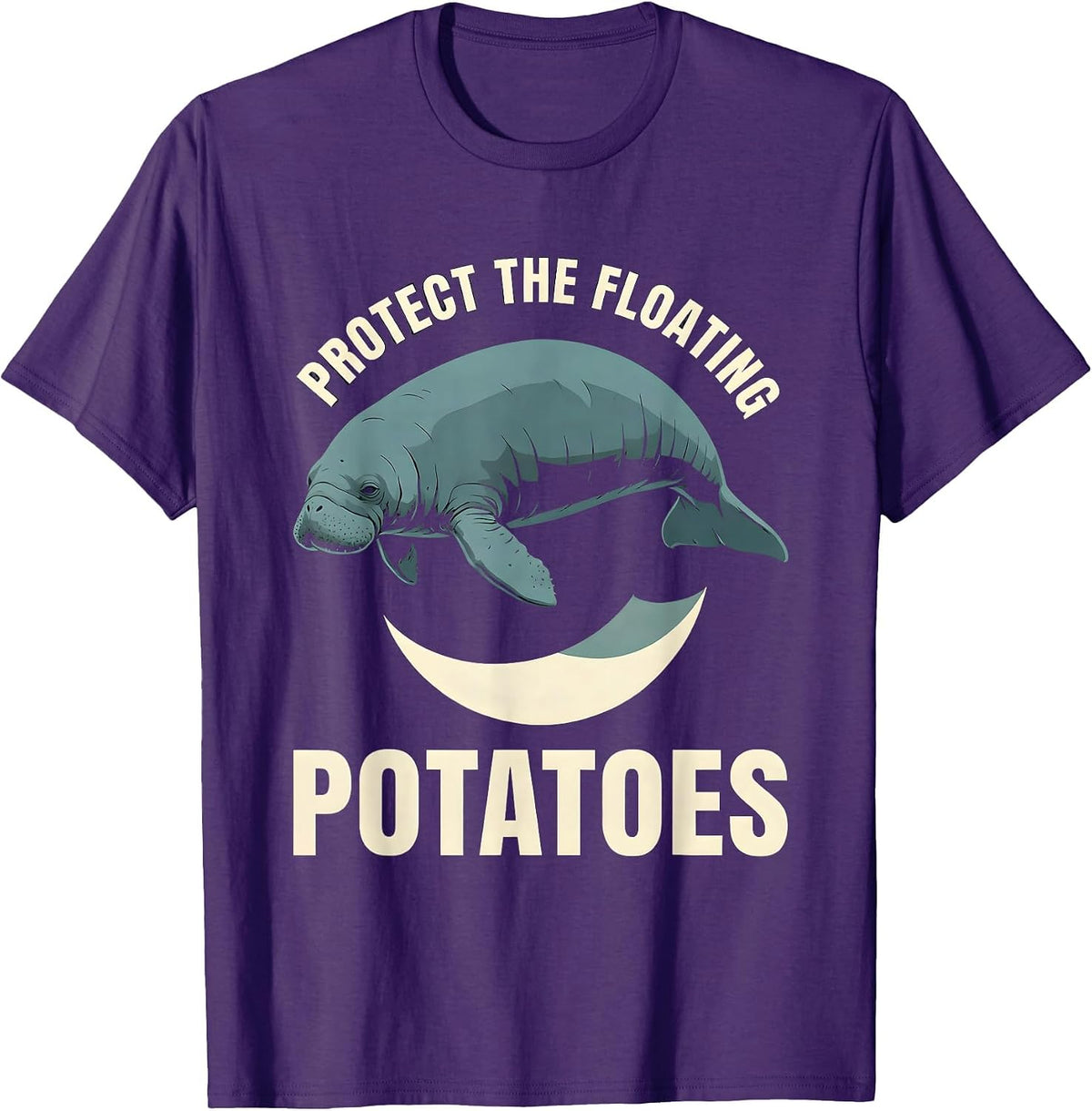 Protect The Floating Potatoes Funny Manatee Sea Cow Pun T-Shirt - Purple