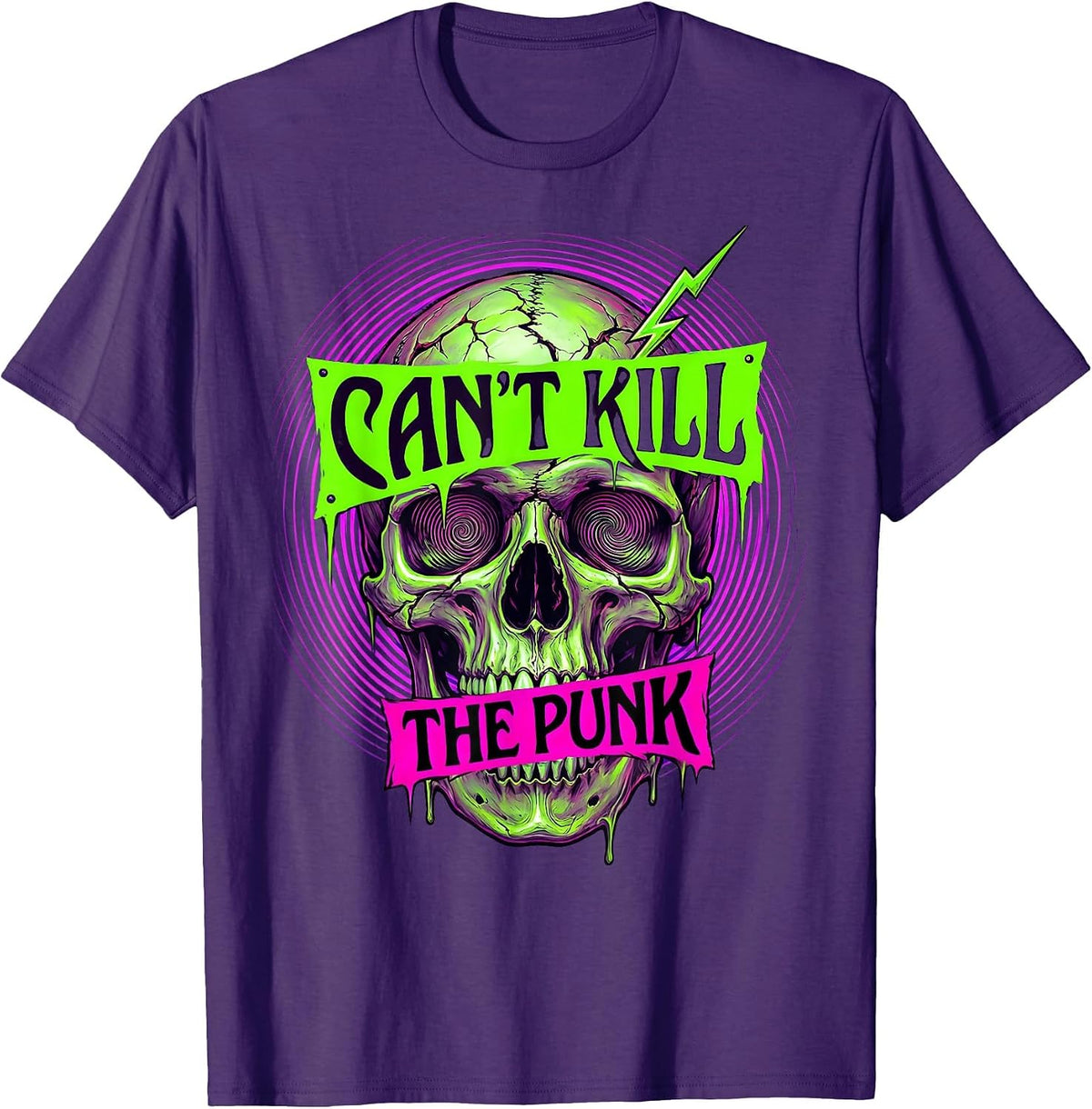 Can't Kill The Punk Rock Graphic Design T-Shirt - Purple