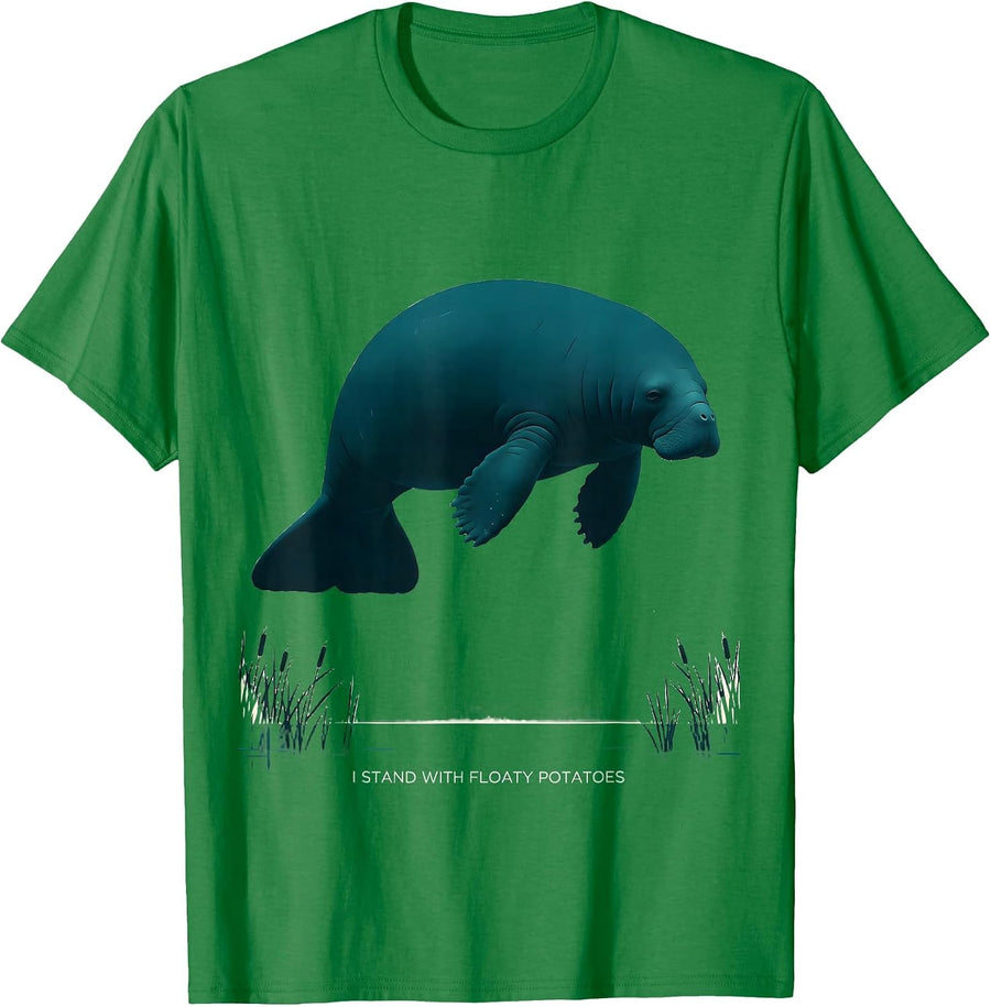 Men's I Stand With Floaty Potatoes Funny Manatee Lover Gift T-Shirt - Kelly Green