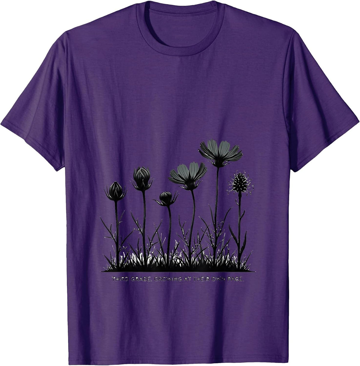 Men's Third Grade Growing At Their Own Pace Wildflower Teacher T-Shirt - Purple
