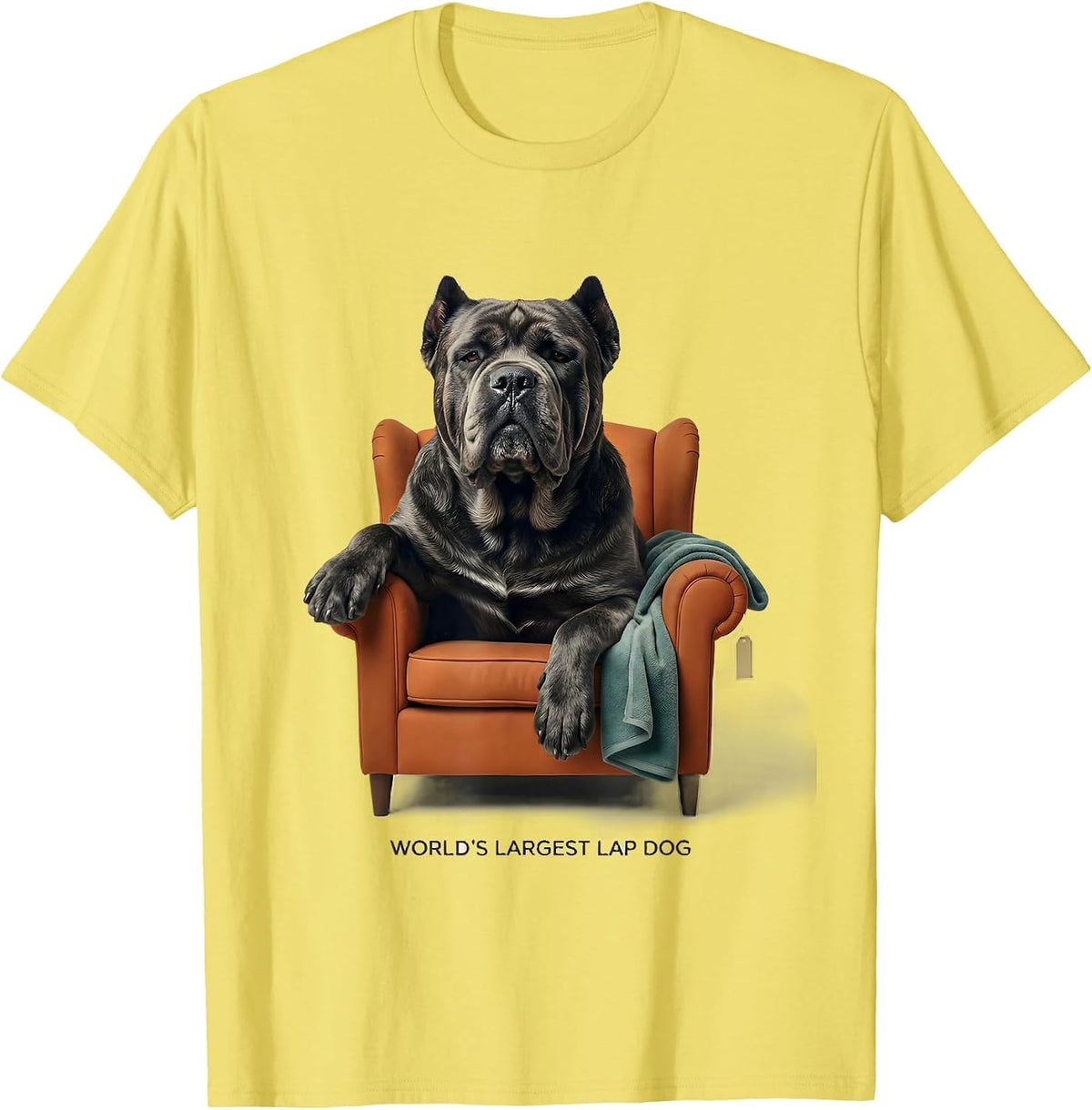 Men's World's Largest Lap Dog Funny Cane Corso Dog Owner Breed T-Shirt - Lemon Yellow