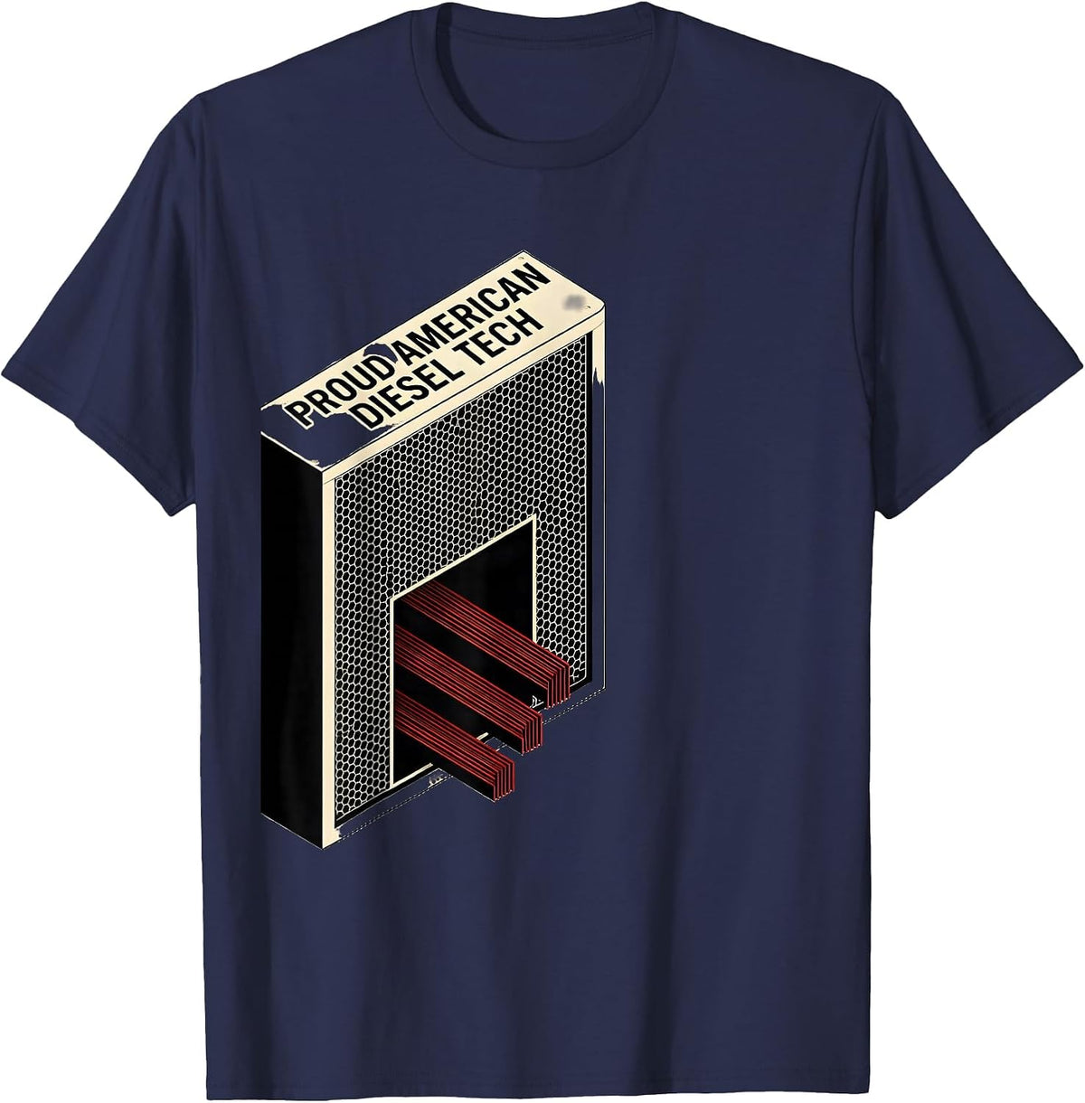 Men's Proud American Diesel Tech Patriotic Diesel Tech Gift T-Shirt - Navy Blue