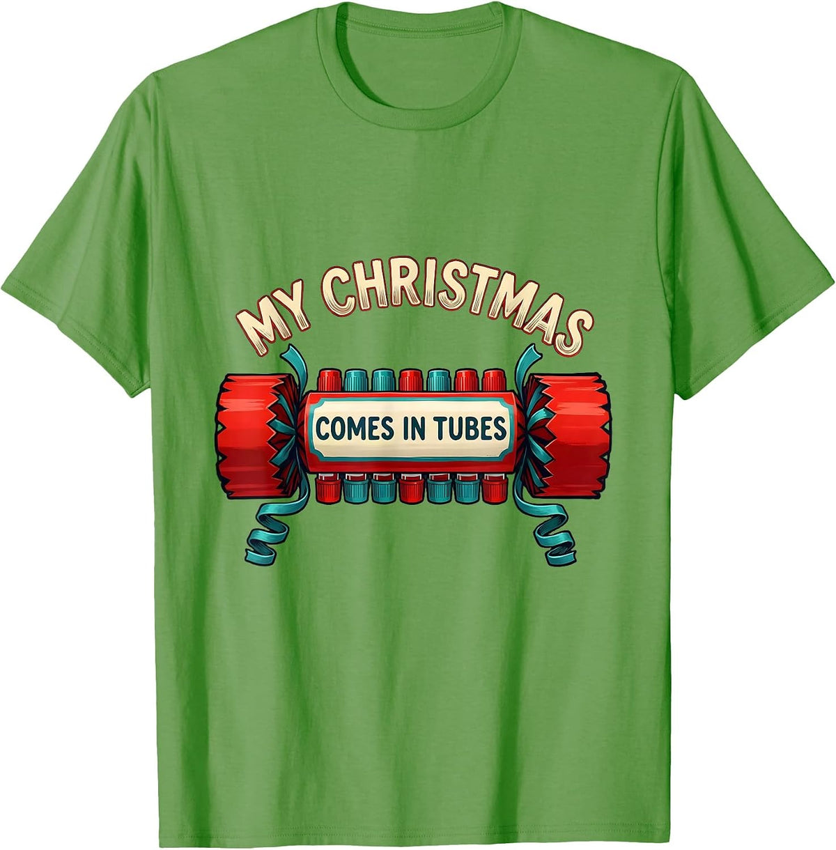 Men's My Christmas Comes In Tubes Funny Phlebotomist Tech Holiday T-Shirt - Grass Green