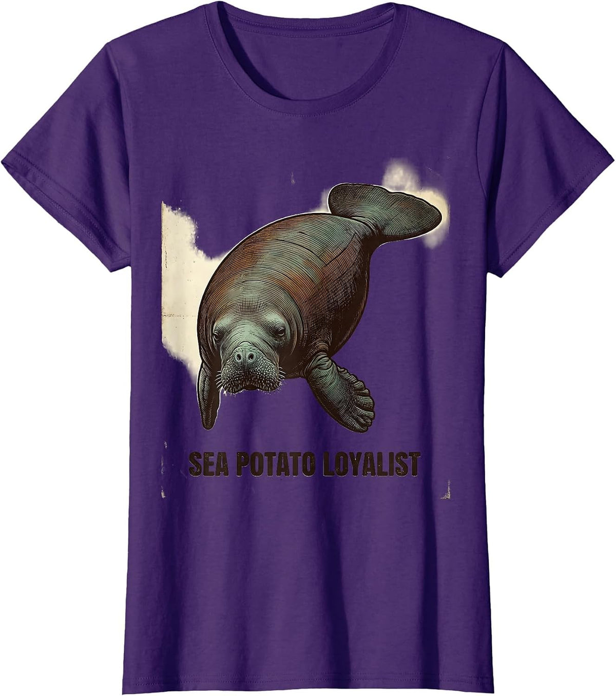 Women's Sea Potato Loyalist Vintage Manatee Lover Funny Sea Animal T-Shirt - Purple