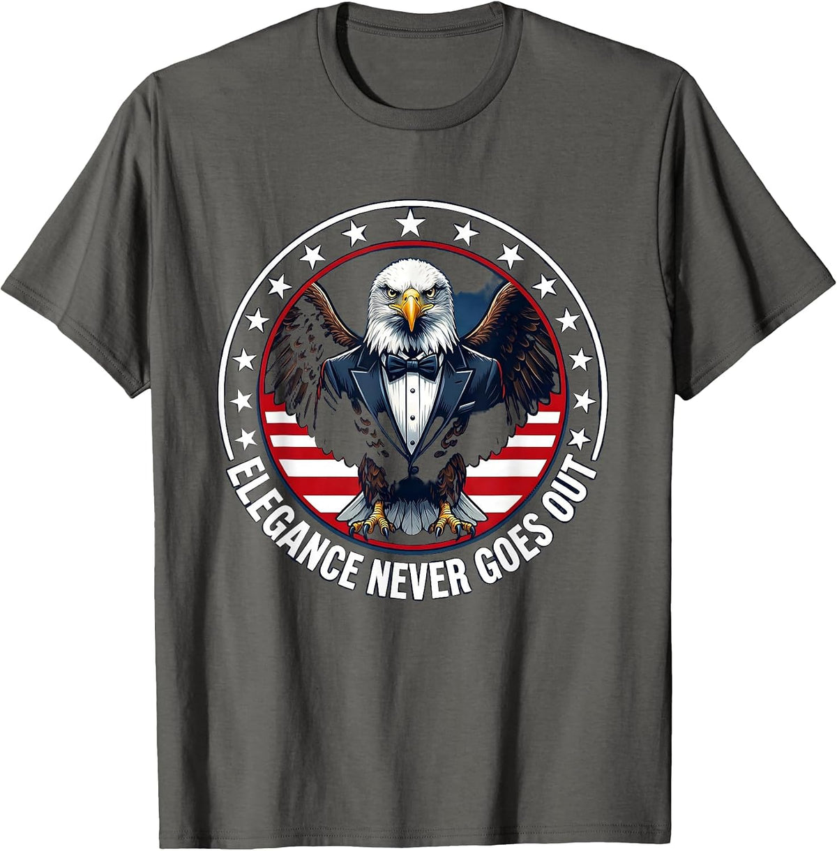 Men's Elegance Never Goes Out Tuxedo Style Design T-Shirt - Asphalt Grey