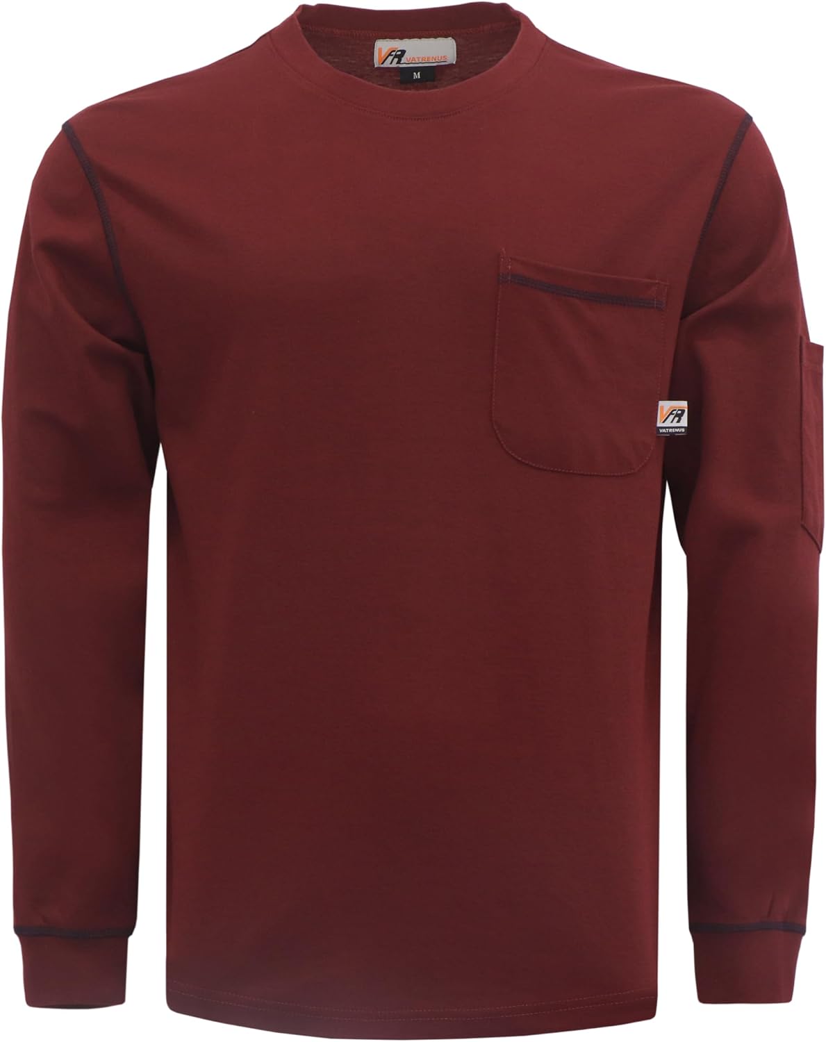 VATRENUS Men's FR T-Shirts 5.5oz CrewNeck Contrast Stitching Tee CAT2 100%C - Maroon