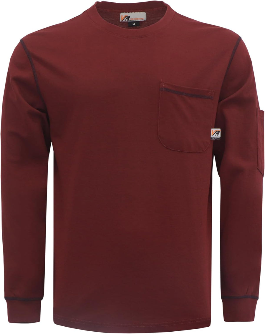 VATRENUS Men's FR T-Shirts 5.5oz CrewNeck Contrast Stitching Tee CAT2 100%C - Maroon