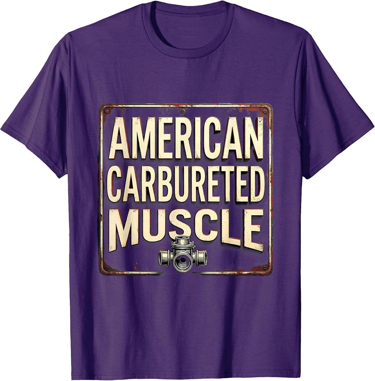 American Carbureted Muscle Classic Vintage Car Guy T-Shirt - Purple