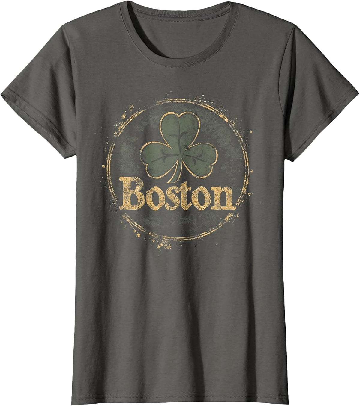 Boston - Irish St. Patrick's Day Saint Paddy's Shamrock T-Shirt - Asphalt Grey