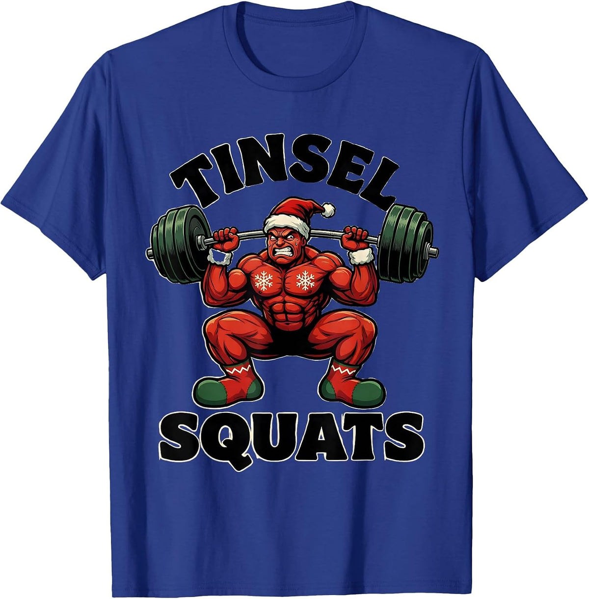 Tinsel Squats Funny Christmas Gym Bodybuilding Weightlifting T-Shirt - Royal Blue