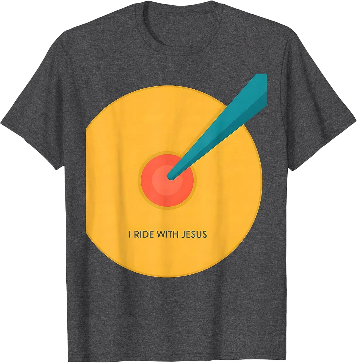 I Ride With Jesus Funny Christian Drummer Faith Gift T-Shirt - Dark Heather Grey