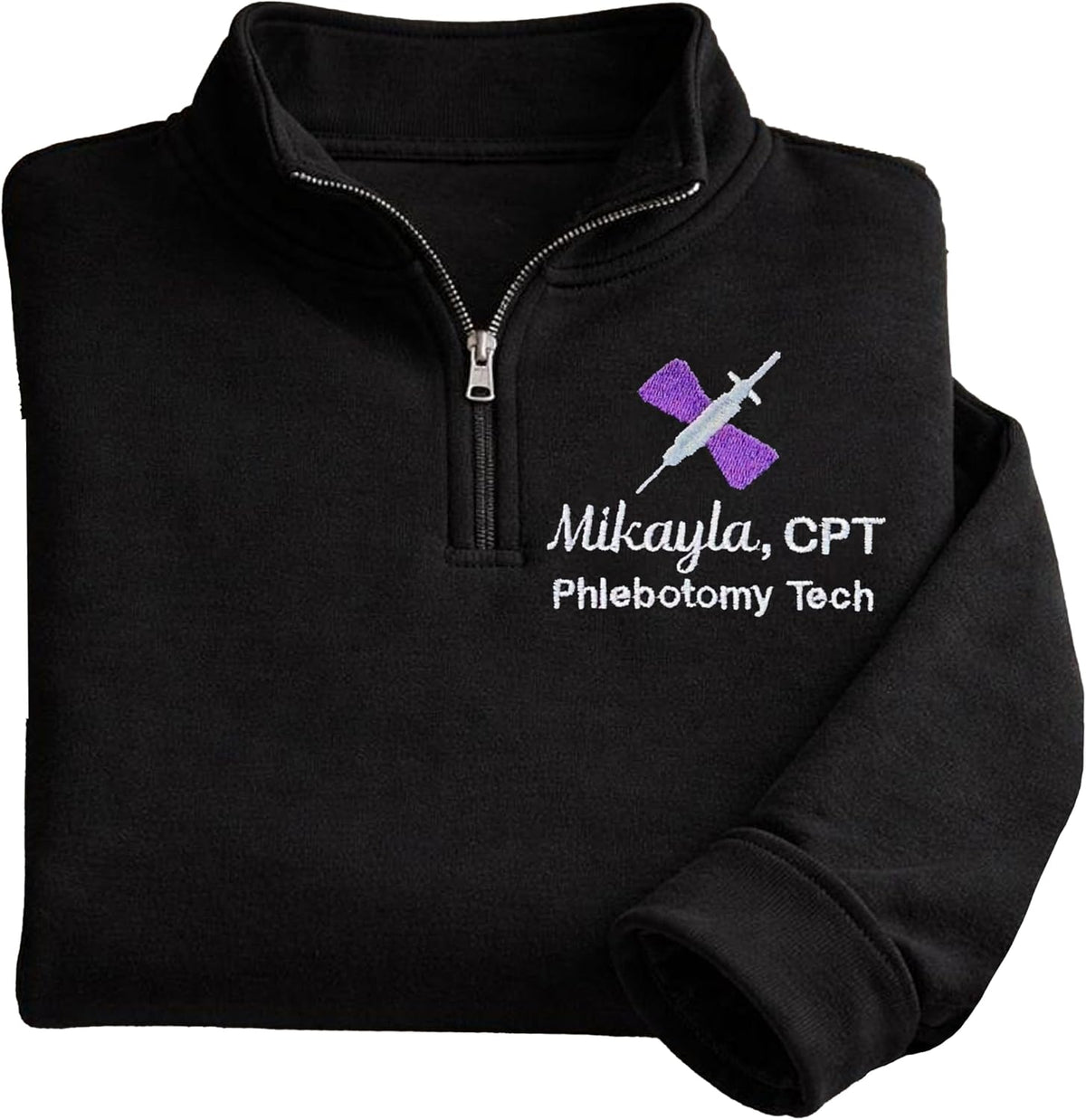Personalized Embroidered Nurse Quarter Zip Sweatshirt, Gift for Nurse Doctor, Graduation Gifts for Nurses - 05 Phlebotomy