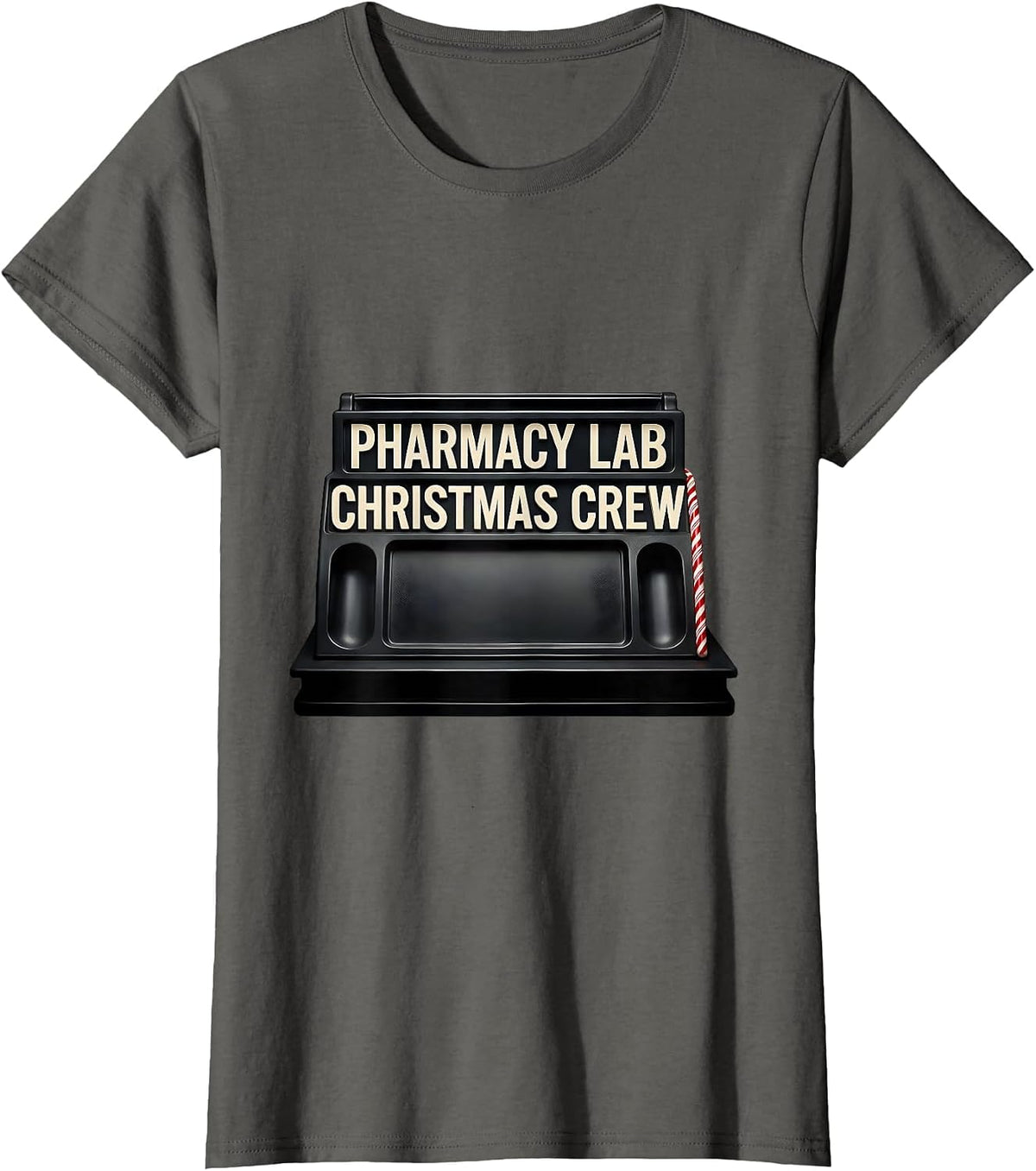 Women's Pharmacy Lab Christmas Crew Funny Pharmacy Tech Squad T-Shirt - Asphalt Grey
