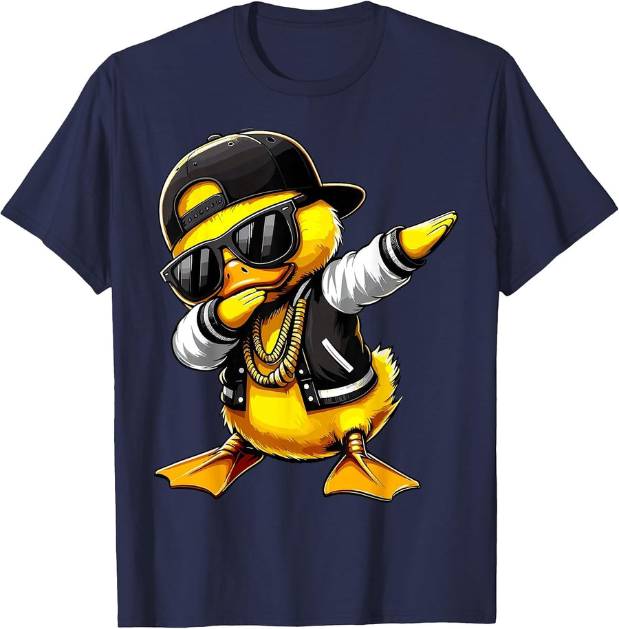 Duck Dabbing Funny Rubber Duck with Sunglasses T-Shirt - Navy Blue