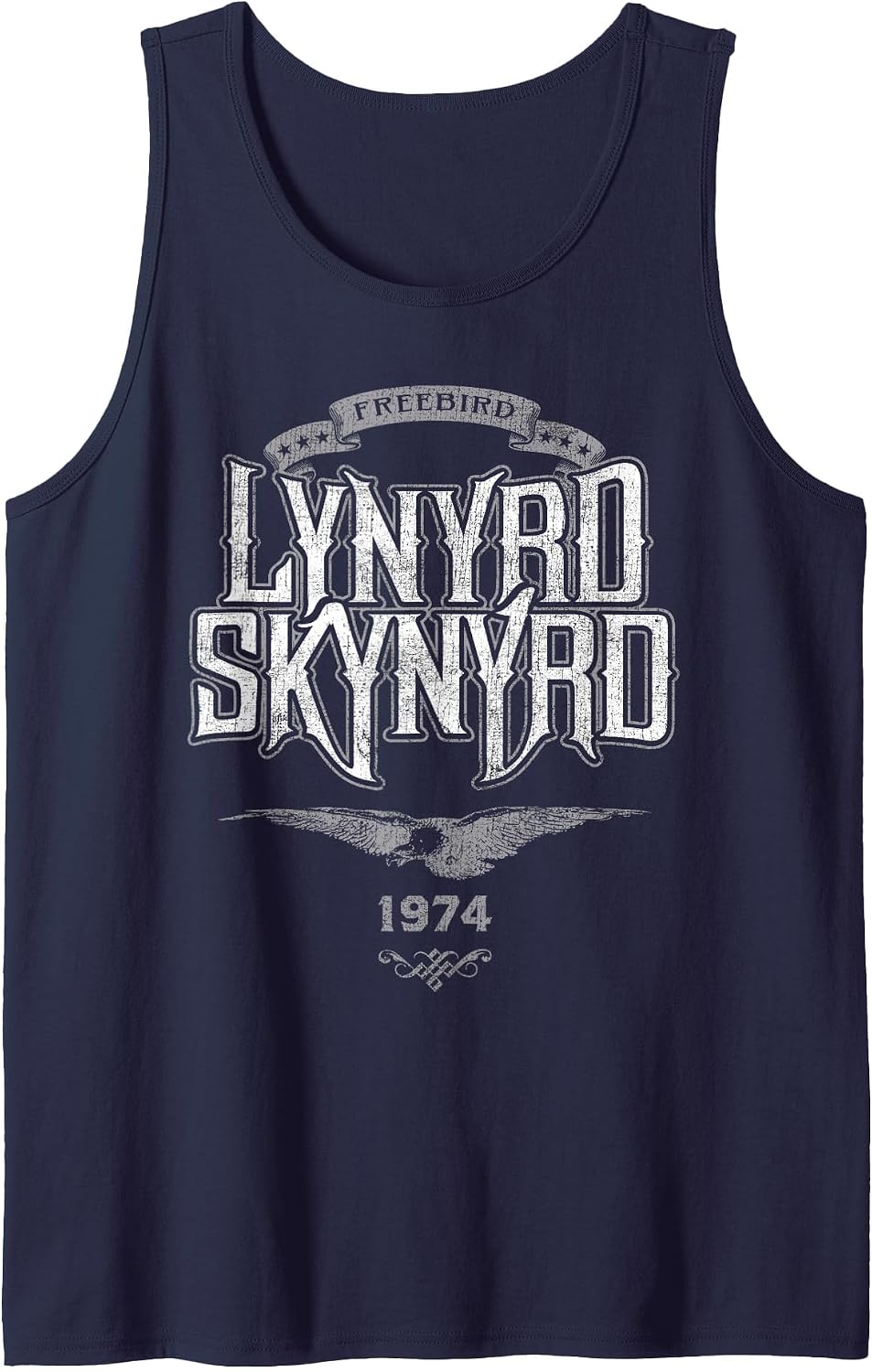 Lynyrd Skynyrd Freebird Retro Logo 1974 Rock Music 70s Gifts Tank Top - Navy Blue