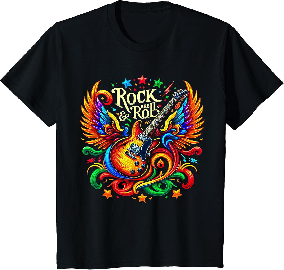 Rock and Roll Electric Guitar Band Guitarist T-Shirt - Black